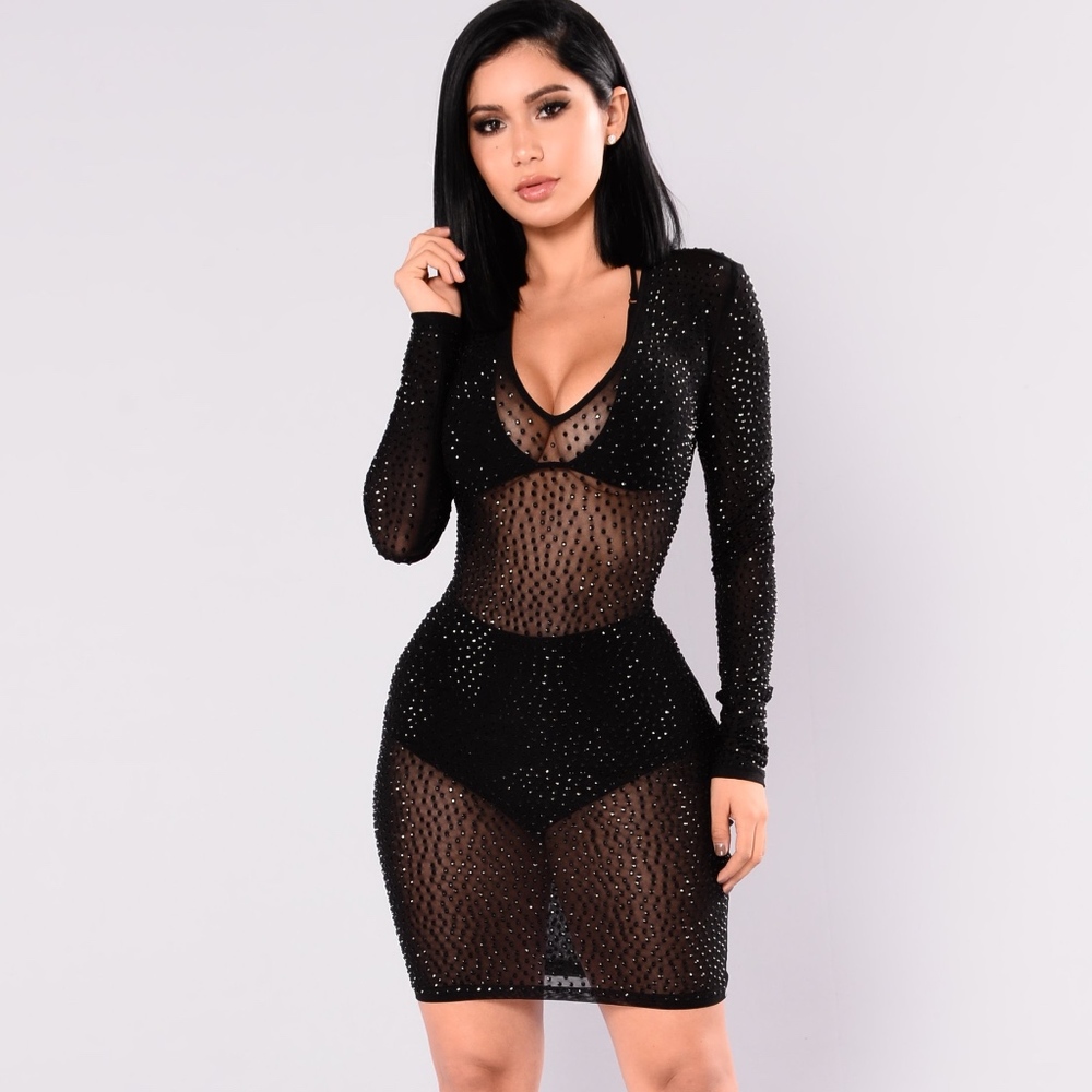 Black Rhinestone Dress